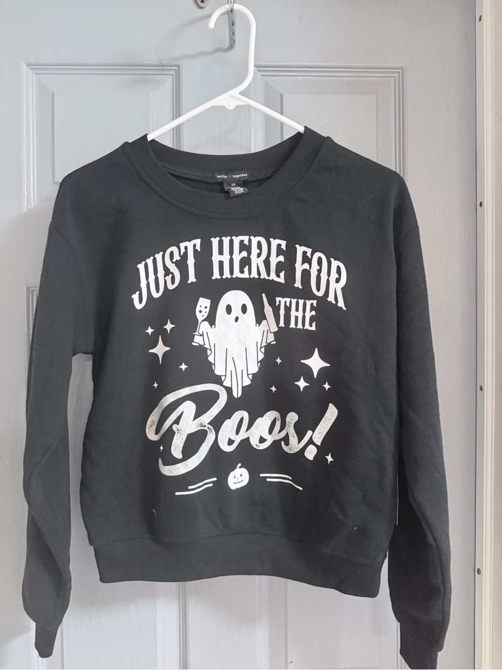 Women’s Black Halloween Sweatshirt - "Just Here for the Boos!"